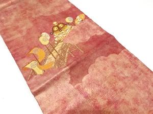 橋に神輿模様織り出し 名古屋帯